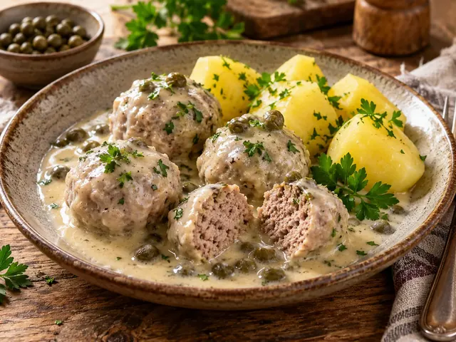 Königsberger Klopse in heller Kapernsauce